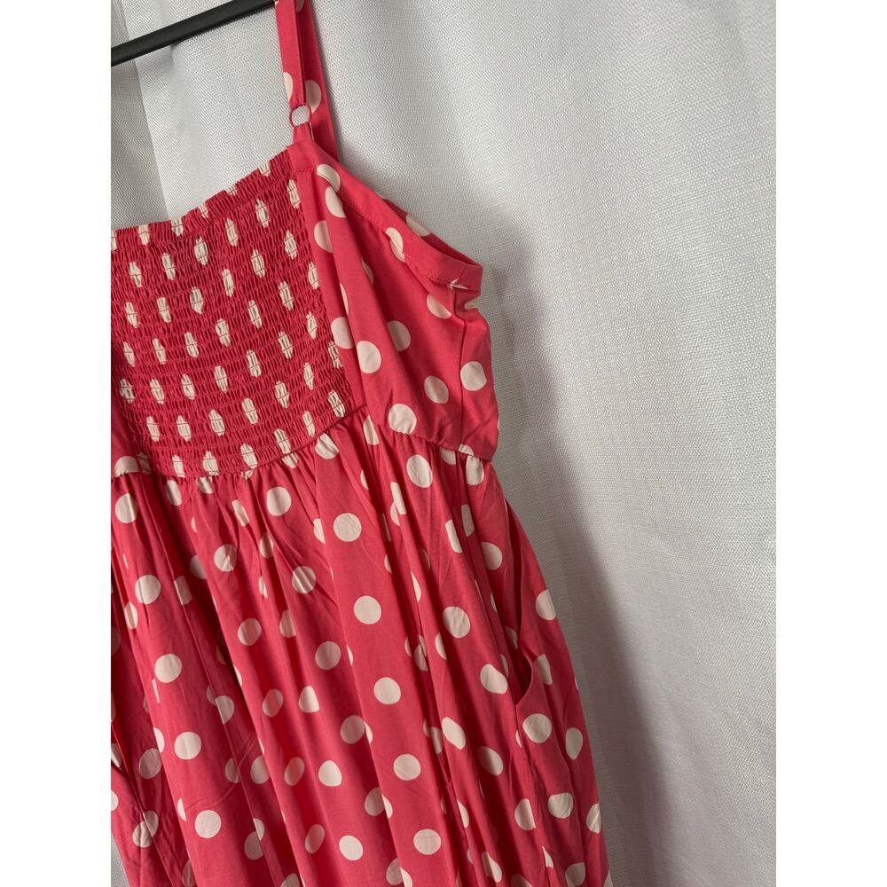 Torrid Midi Challis Sweetheart Dress Pink Polka Dot Size 1 - Picture 9 of 11